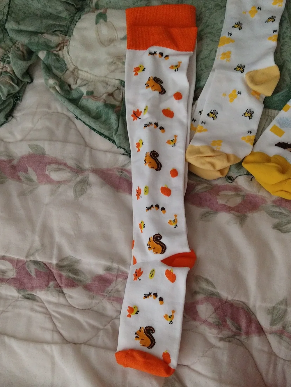 Women's Novelty Knee-High Socks - Yellow & Teal Assortment, 4 Pairs